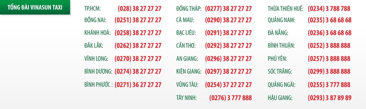 Tổng đài taxi VinaSun