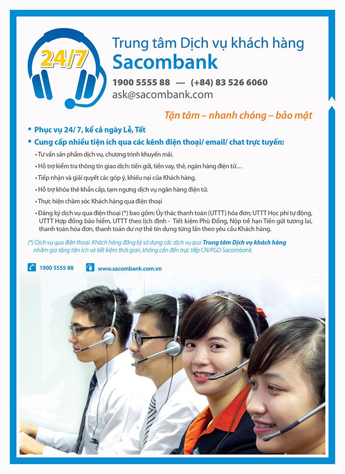 Tổng đài ngân hàng Sacombank