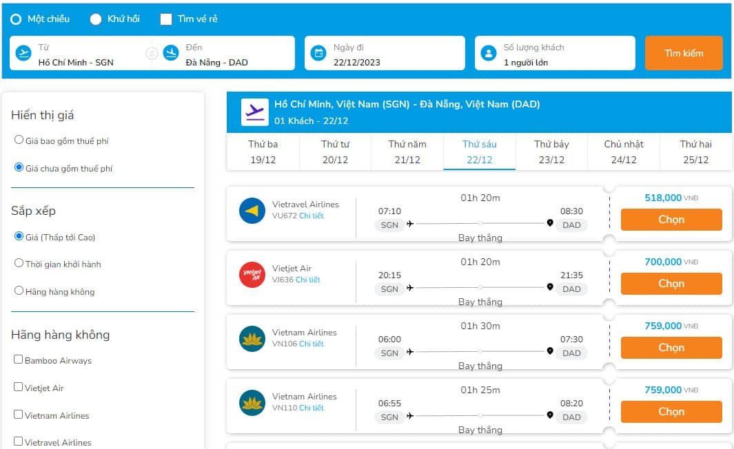 vé máy bay đi đà nẵng giá rẻ từ hcm