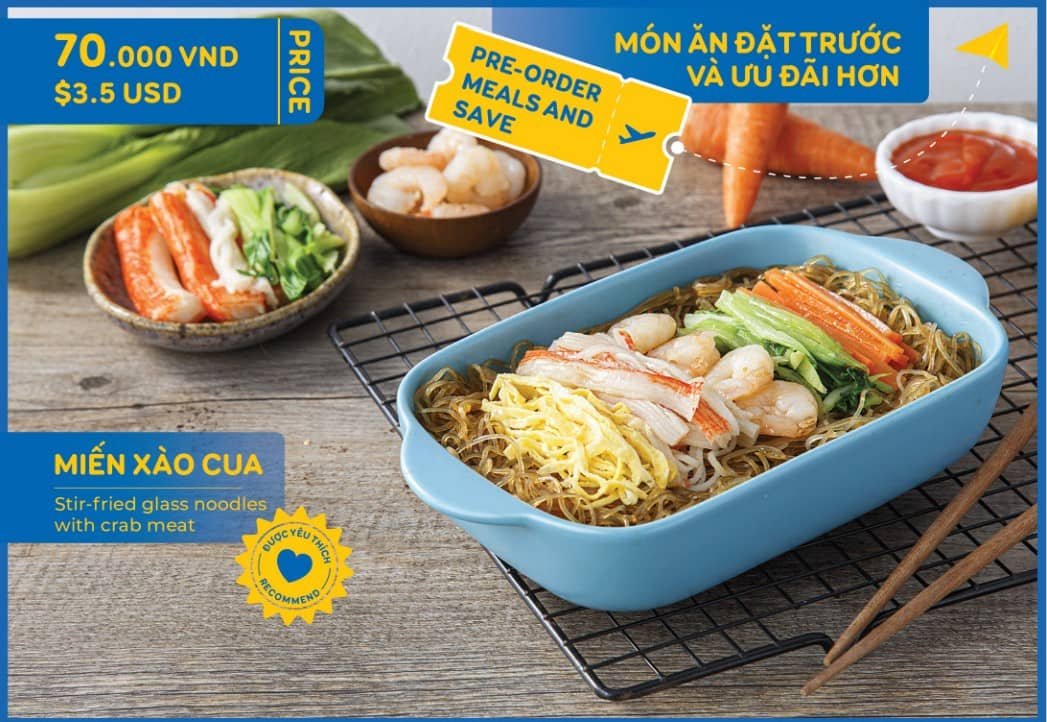 khẩu phần ăn trên máy bay Vietravel Airlines 