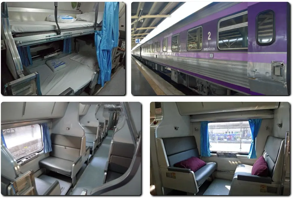 2nd class sleepers are open-plan, with bays of seats either side of the aisle.